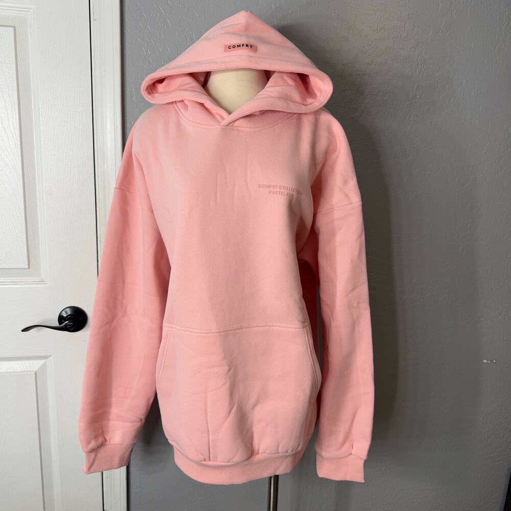 Comfrt PastelOversized Hoodie, Bubblegum, L